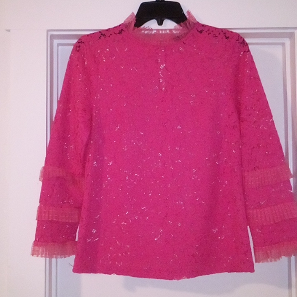 J.Crew Pink Lace Shirt